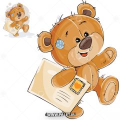 دانلود وکتور خرس کارتونی و نامه عاشقانه