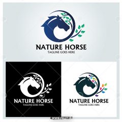 لوگو خلاقانه طرح اسب در سه رنگ
