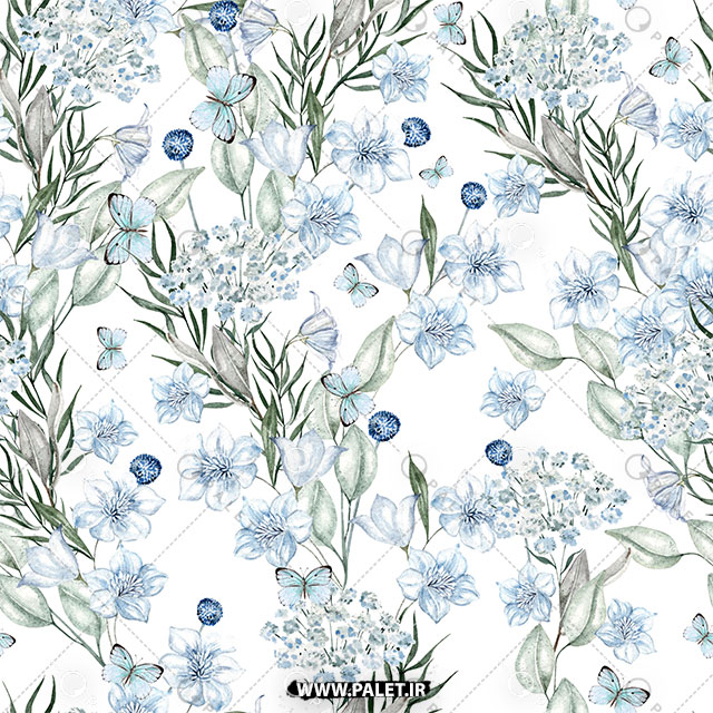 پترن استاک جذاب گل‌های آبی