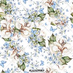 دانلود طرح استاک گل پنبه و شکوفه‌های آبی