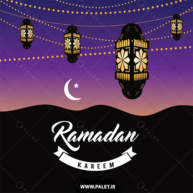 وکتور فانوس‌های روشن ماه رمضان کریم