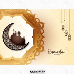 وکتور طرح مذهبی هلال ماه و فانوس ماه رمضان