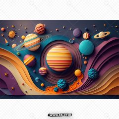 تصویر پوستر منظومه شمسی با رنگ‌های متنوع