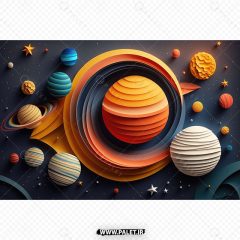 تصویر کارتونی و سه بعدی پوستر کهکشان رنگی