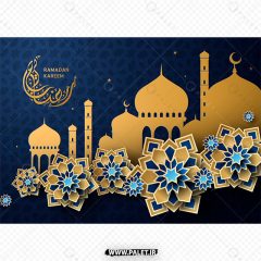 طرح سنتی و اسلامی با رنگ آبی ماه مبارک رمضان