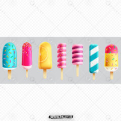 وکتور لایه‌باز بستنی‌های مختلف تابستانی