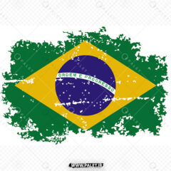طرح لوگو پرچم برزیل با استایل کهنه و ترک‌دار
