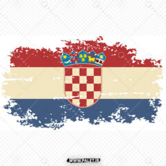 تصویر پرچم کشور کرواسی با استایل کهنه و ترک‌دار
