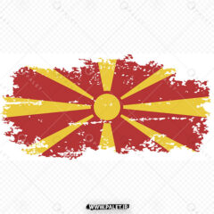 وکتور پرچم کشور مقدونیه شمالی با استایل کهنه