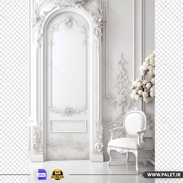 دانلود بکدراپ اتاق تزئینی و سفید با صندلی