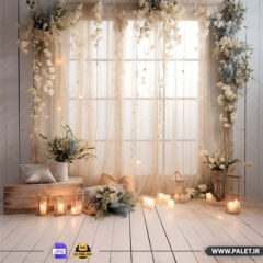 بک‌دراپ رمانتیک با شمع و گل‌های زیبا