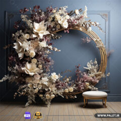 پس‌زمینه دیجیتالی تاج گل با صندلی