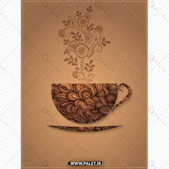 دانلود وکتور هنری طرح فنجان قهوه و چای