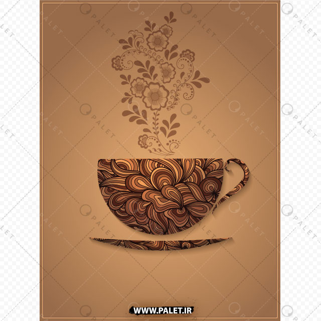 دانلود وکتور هنری طرح فنجان قهوه و چای
