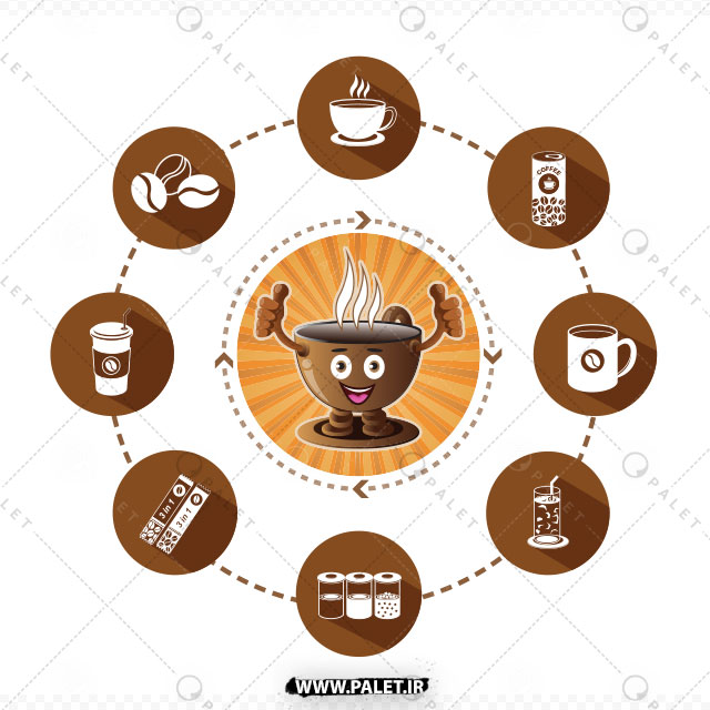 وکتور لایه‌باز قهوه‌های متنوع