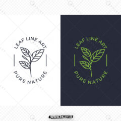 لوگو خطی برگ سبز با طراحی ساده و شیک