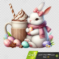 فایل png تصویر کارتونی خرگوش با شالگردن صورتی