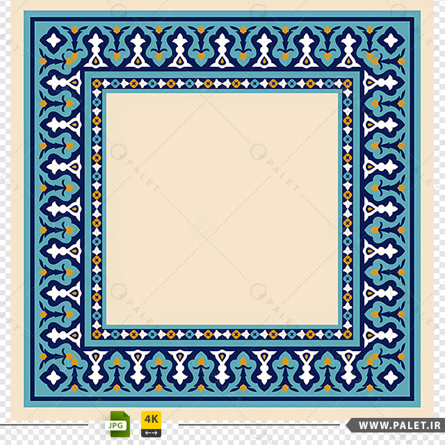 تصویر قاب اسلیمی با حاشیه‌های طرح شطرنج