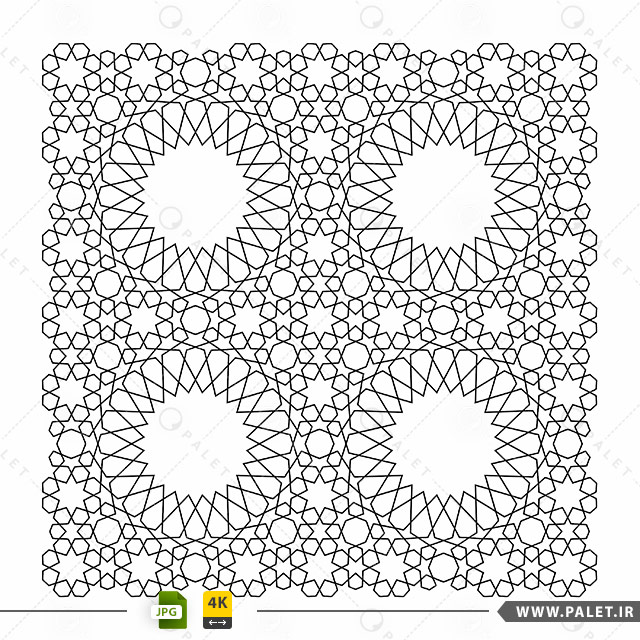 تصویر طرح اسلیمی ساده و بدون رنگ