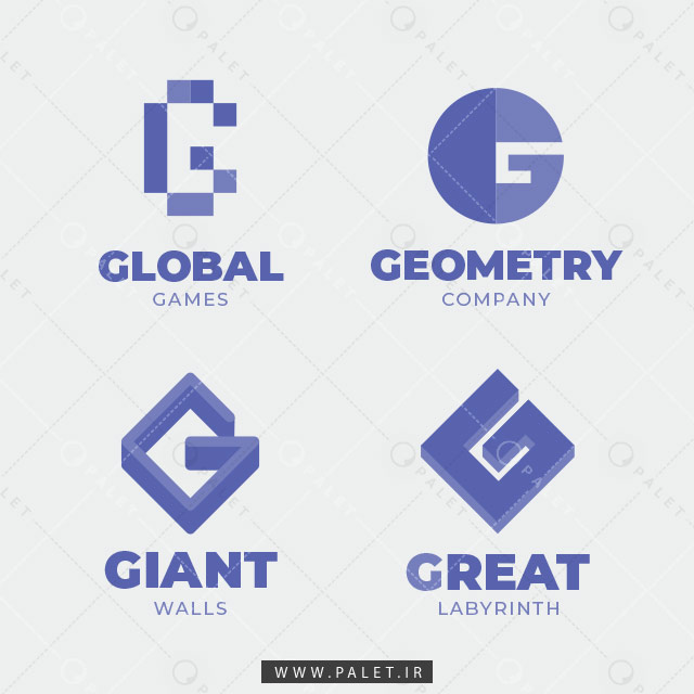 مجموعه لوگو شرکتی با تم بنفش