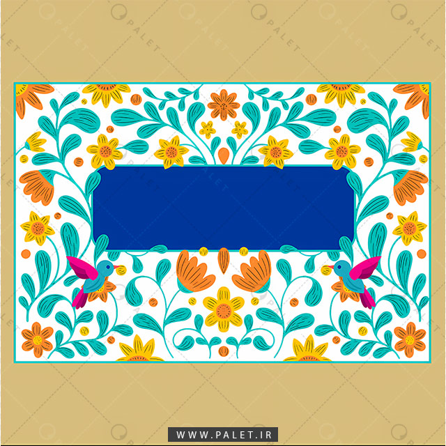 کادر اسلیمی با حاشیه گل و پرنده