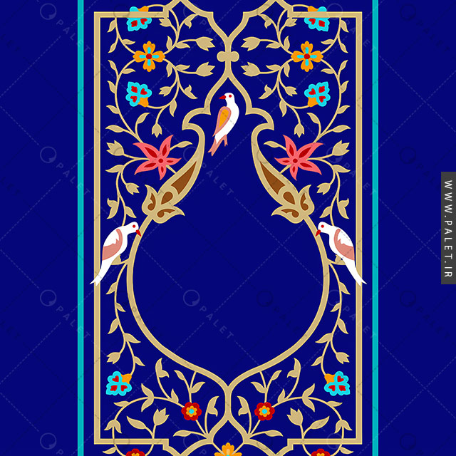 طرح اسلیمی گل و پرنده