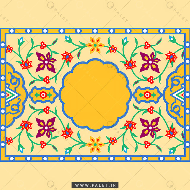 تصویر شمسه مربعی با نقش سنتی