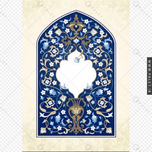تصویر اسلیمی با گل و بوته آبی