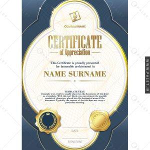قالب کلاسیک سرتیفیکیت با رنگ آبی