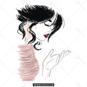 وکتور طرح هنری نیمرخ دختر زیبا