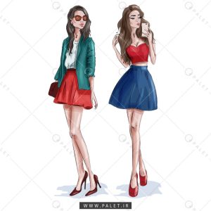 وکتور EPS دو دختر مد روز