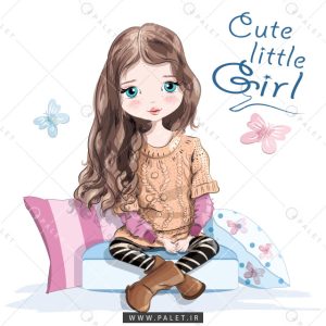 وکتور مدل دختر بچه در حالت نشسته