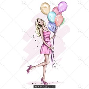 وکتور مدل خانم جوان با بادکنک