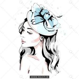 طرح لایه‌باز زن جوان با کلاه شیک