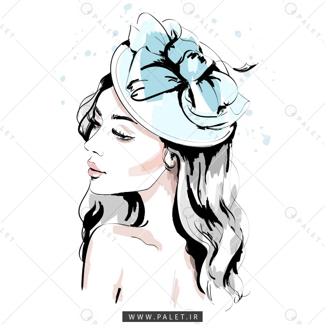 طرح لایه‌باز زن جوان با کلاه شیک