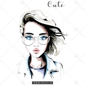 وکتور پرتره دختر با موهای کوتاه