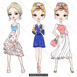 پک سه عددی وکتور دختر با مد روز