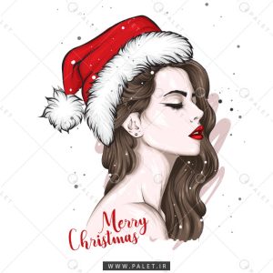 وکتور دختر شیک با کلاه کریسمس