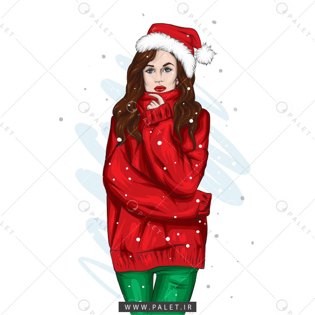 فایل لایه‌باز دختر با استایل زمستانی