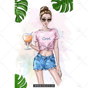 وکتور دختر جوان با استایل تابستانی