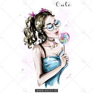 وکتور دختر ناز و فشن با آبنبات