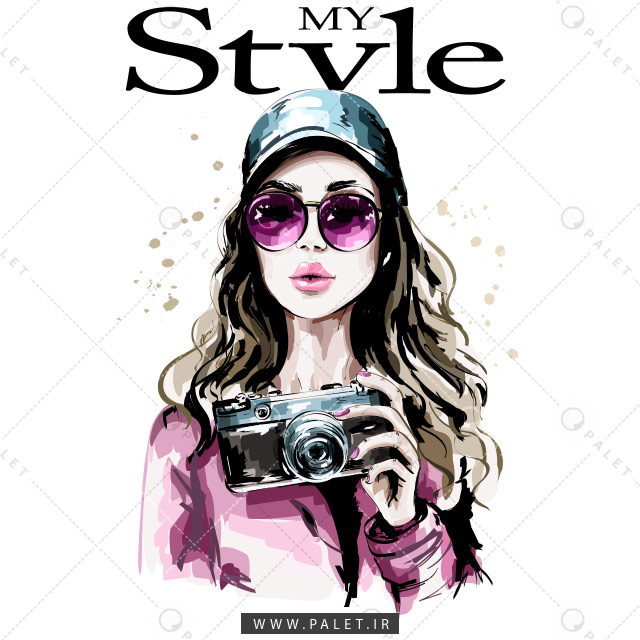 طرح فشن دختر با دوربین عکاسی