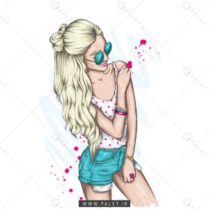 وکتور دختر فشن با لباس تابستانی شیک