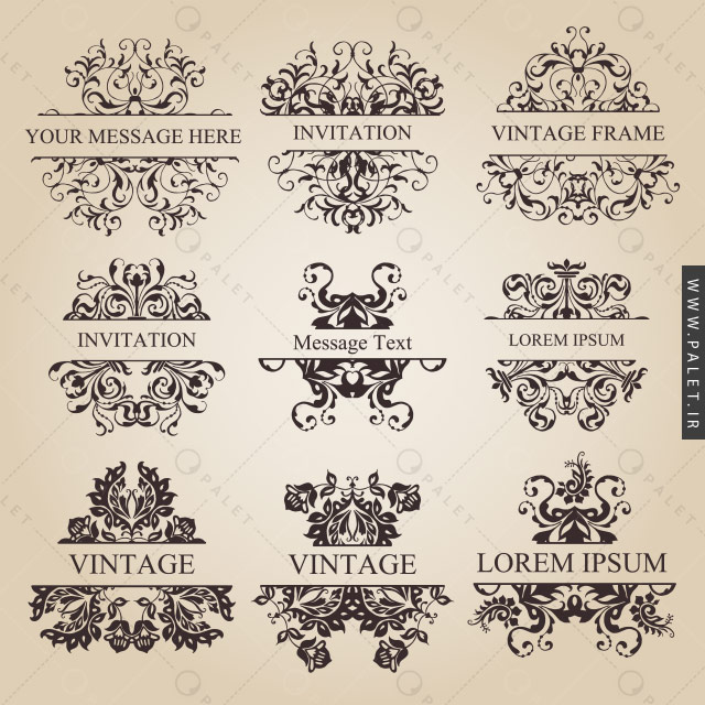 وکتور قاب‌های قدیمی گل‌دار