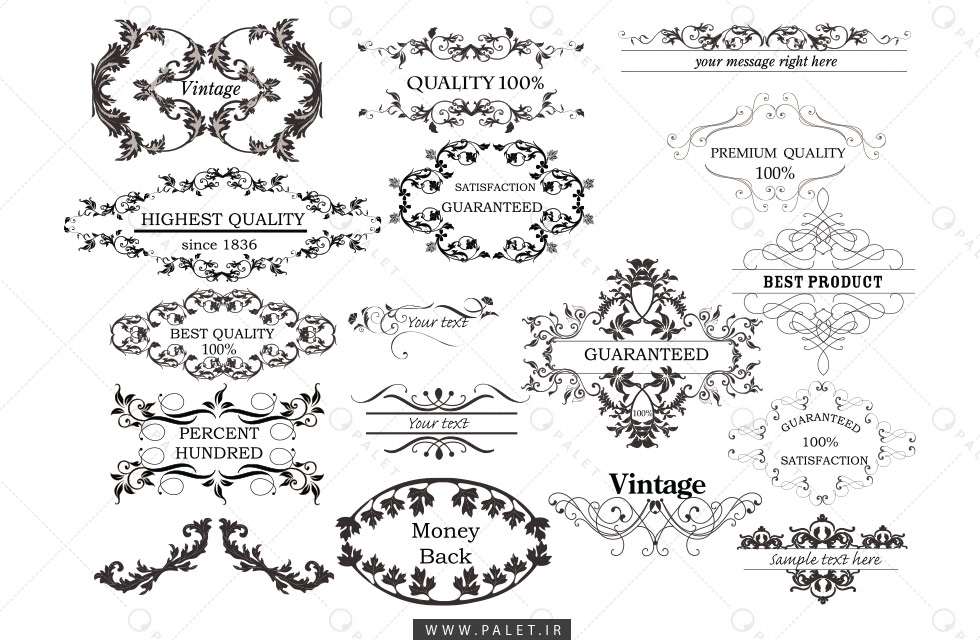 فایل مجموعه وکتور قاب گرافیکی قدیمی
