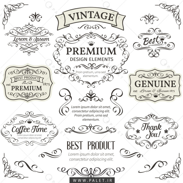 مجموعه عناصر تزئینی خوشنویسی و طراحی