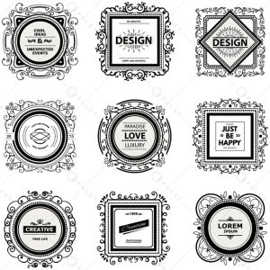 پک لایه باز قاب‌های مونوگرام قدیمی