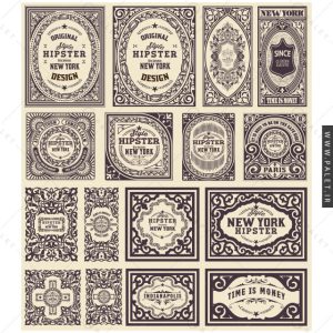 مجموعه لیبل قاب‌های قهوه‌ای قدیمی و زیبا