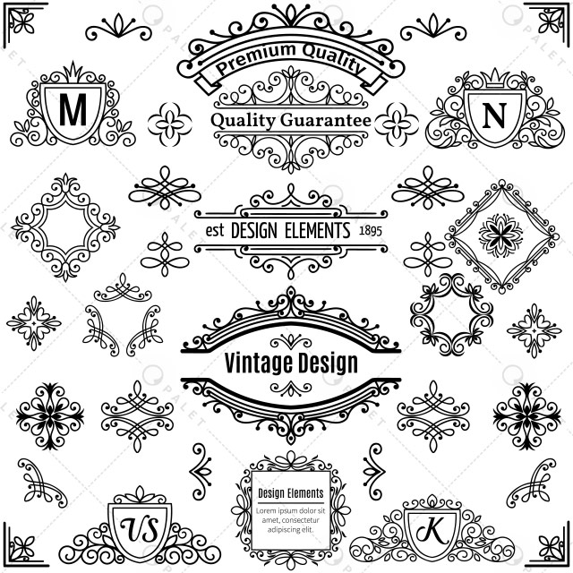 مجموعه وکتور عناصر تزئینی سلطنتی