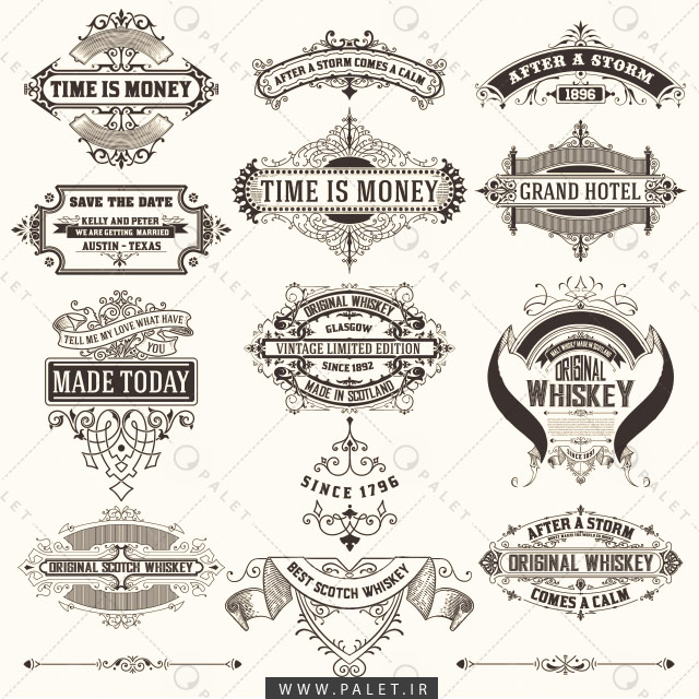 مجموعه برچسب‌های رترو و قدیمی